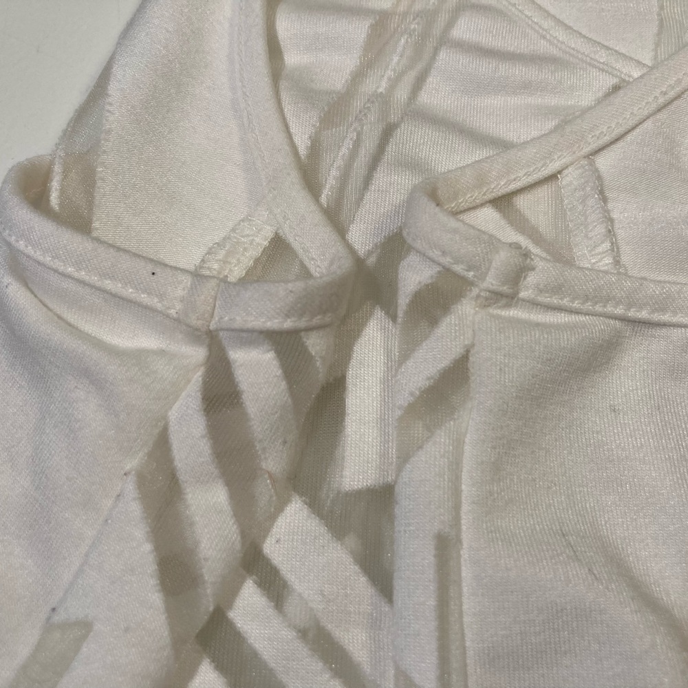 Mossimo Medium White Tank Top Shirt Geometric Aztec Pattern See Through Stripe - Picture 10 of 11